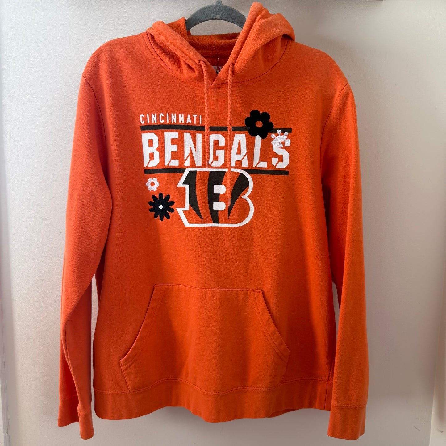 Cincinnati Bengals Upcycled Embroidered Flowers Hoodie
