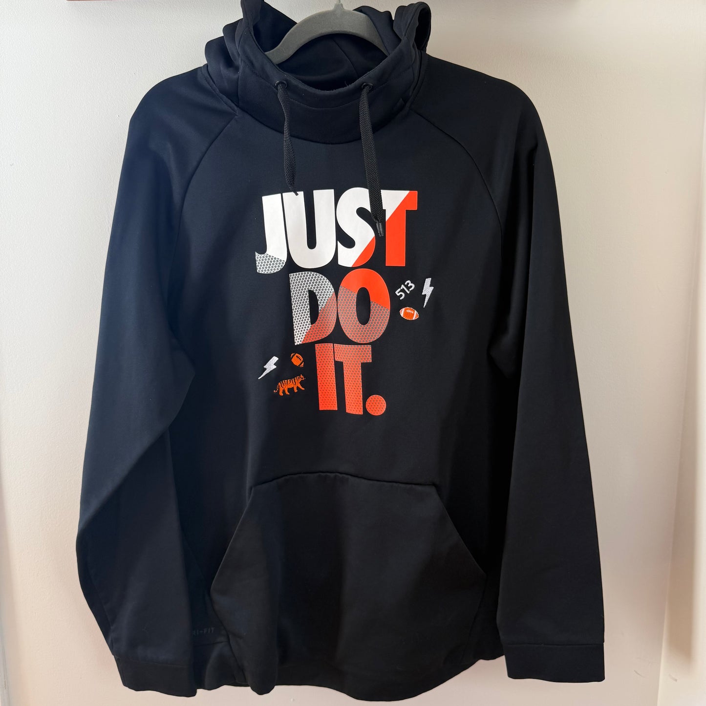 Just Do It Upcycled Bengals Embroidered Nike Dri-Fit Hoodie