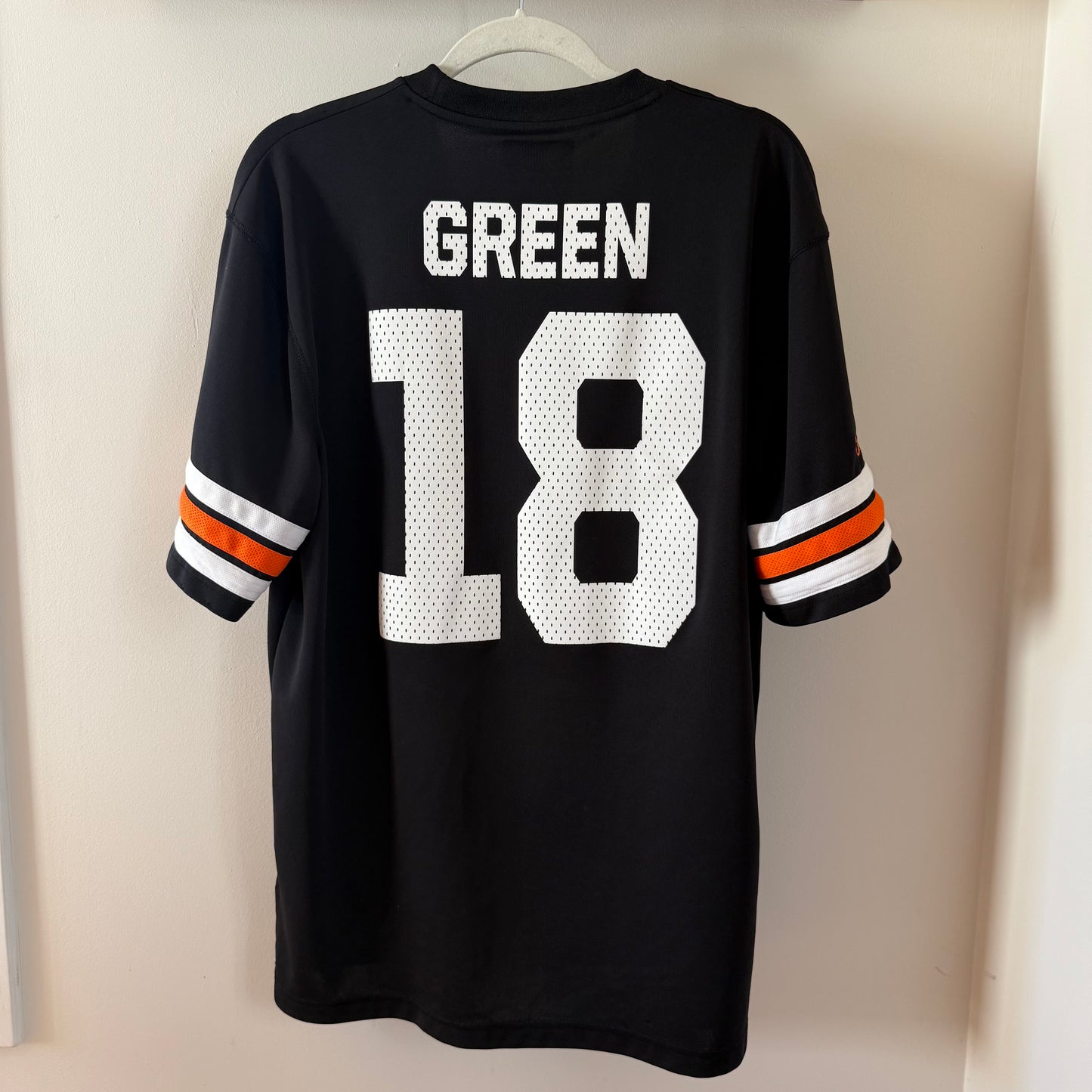 Reworked Cincinnati Bengals #18 AJ Green Ringer-Sleeve Tee