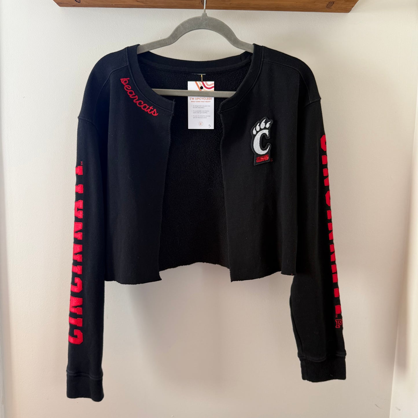 University of Cincinnati Upcycled PINK Cropped Cardi