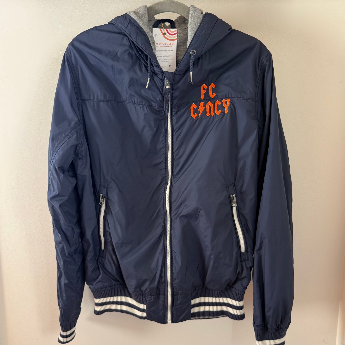 FC Cincy Embroidered Upcycled Windbreaker Jacket