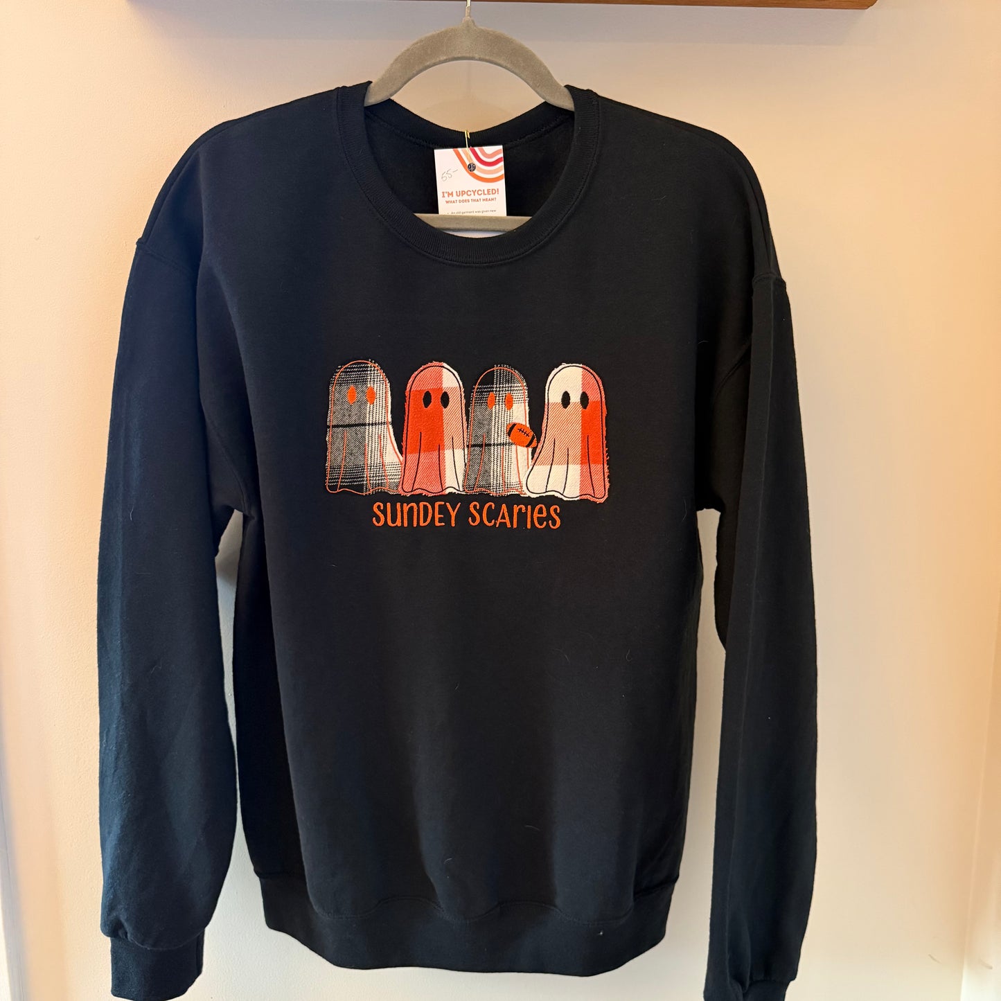 "SunDEY" Scaries Applique Ghosts Football Sweatshirt