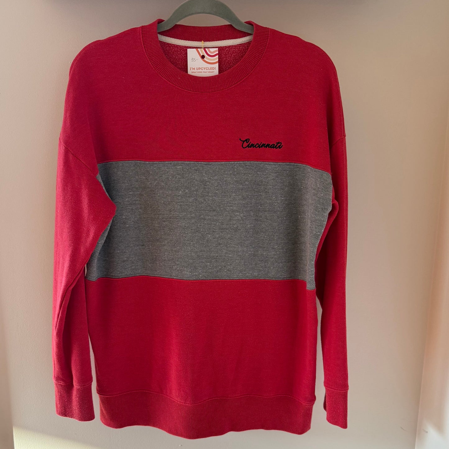 Cincinnati Embroidered Upcycled Colorblock Crewneck