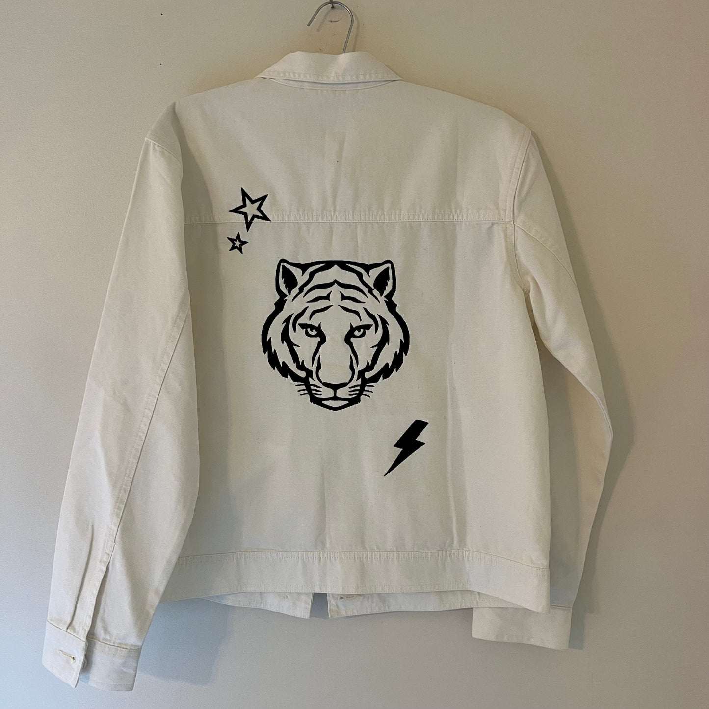 White Bengals Embroidered Upcycled White Vans Jacket