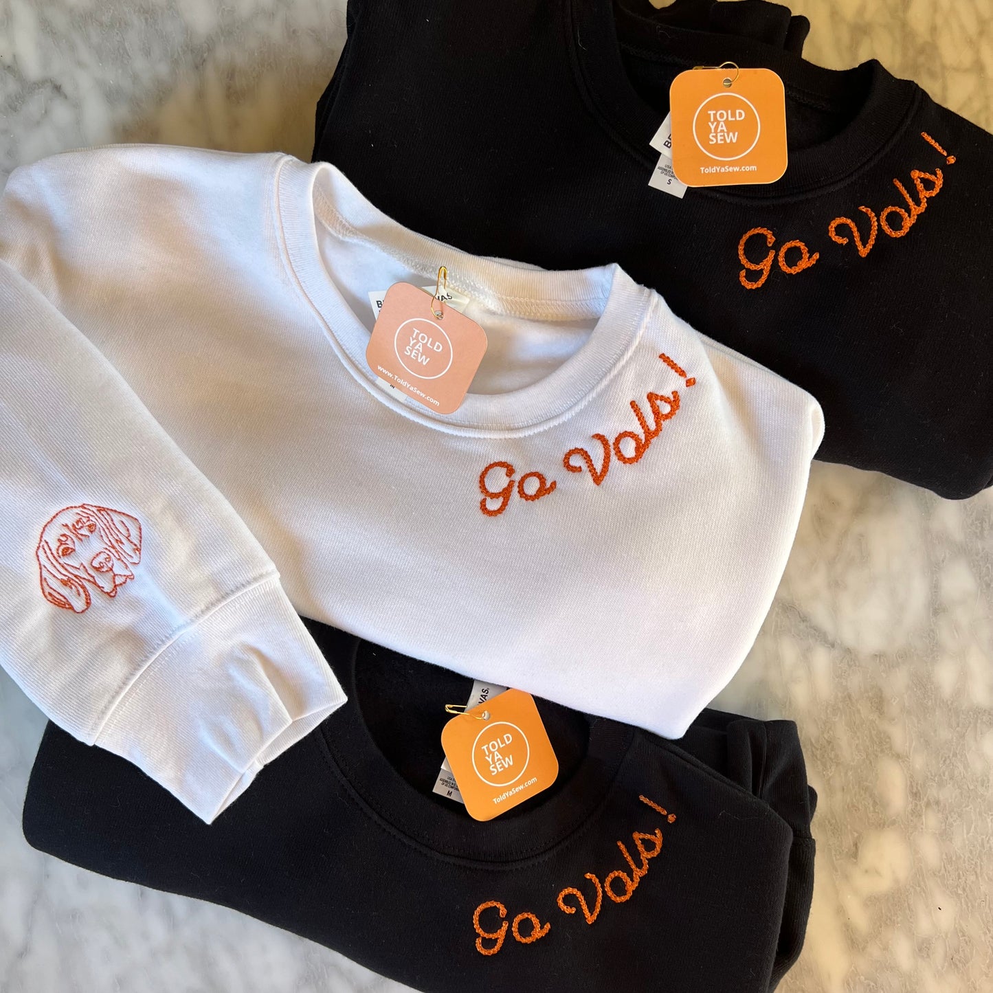 Custom Embroidered Curved Collar Line Crewneck
