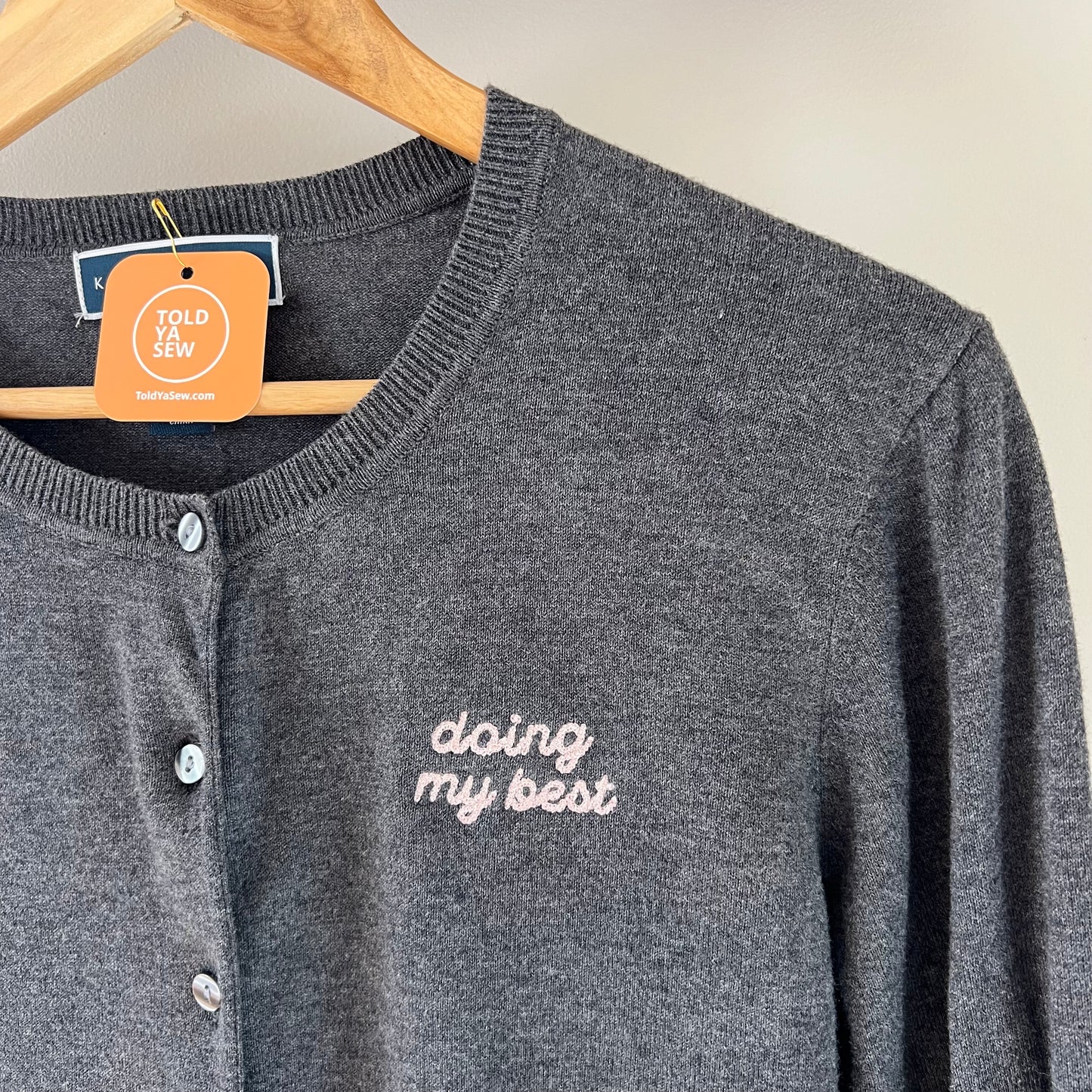 "Doing My Best" Upcycled Button-Up Knit Sweater