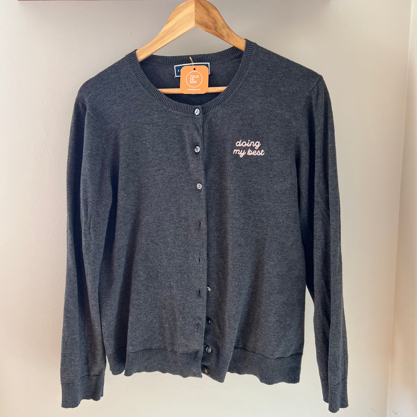 "Doing My Best" Upcycled Button-Up Knit Sweater