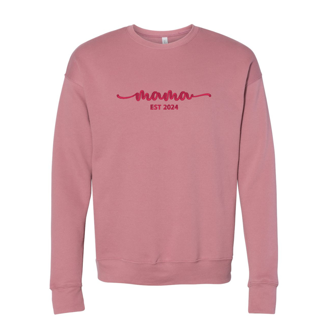 Custom Grandma, Mama, Nana Crewneck with Sleeve Embroidery