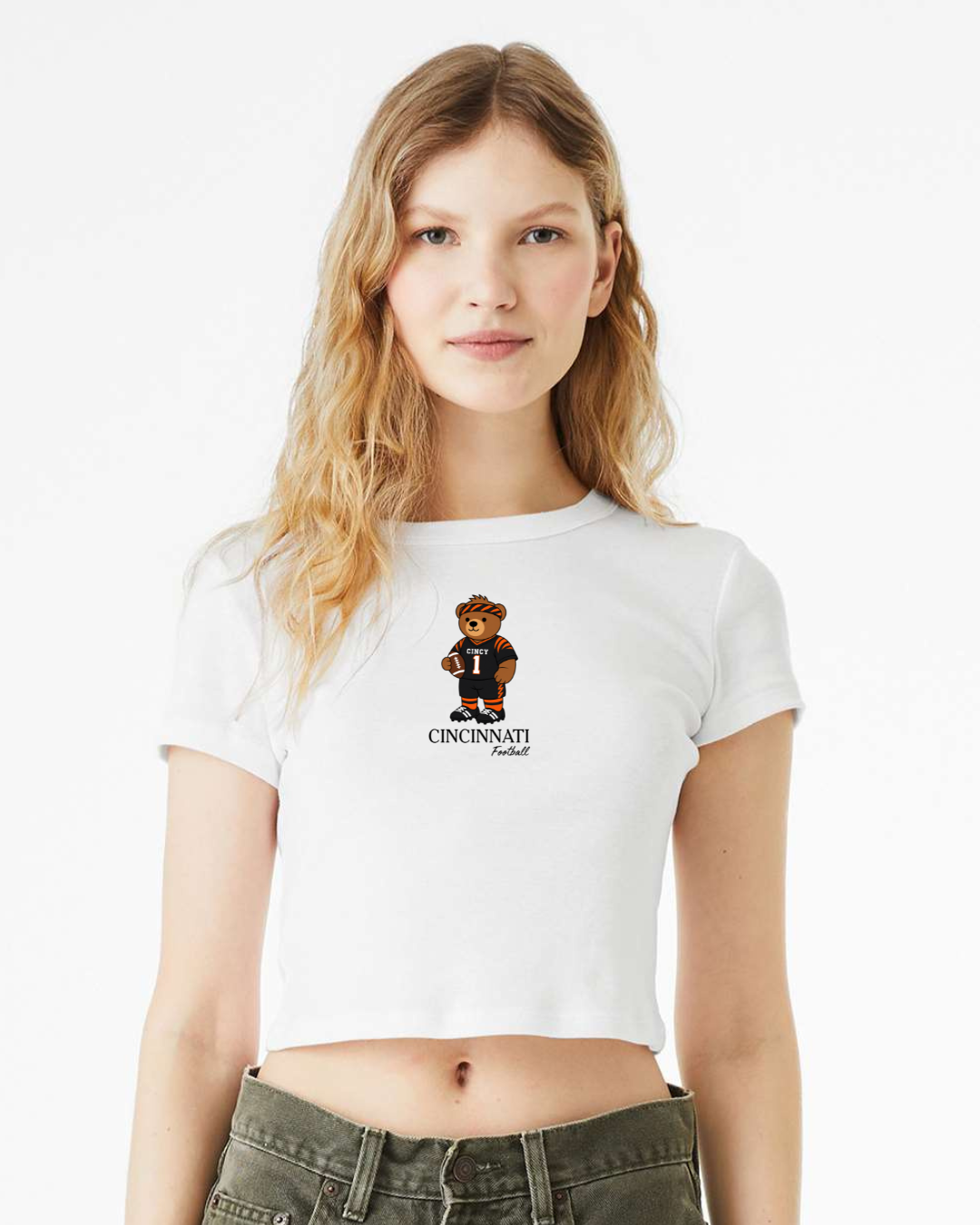 Cincinnati Bengals Football Teddy Bear Tee or Tank: Crop & Relax Fit Options