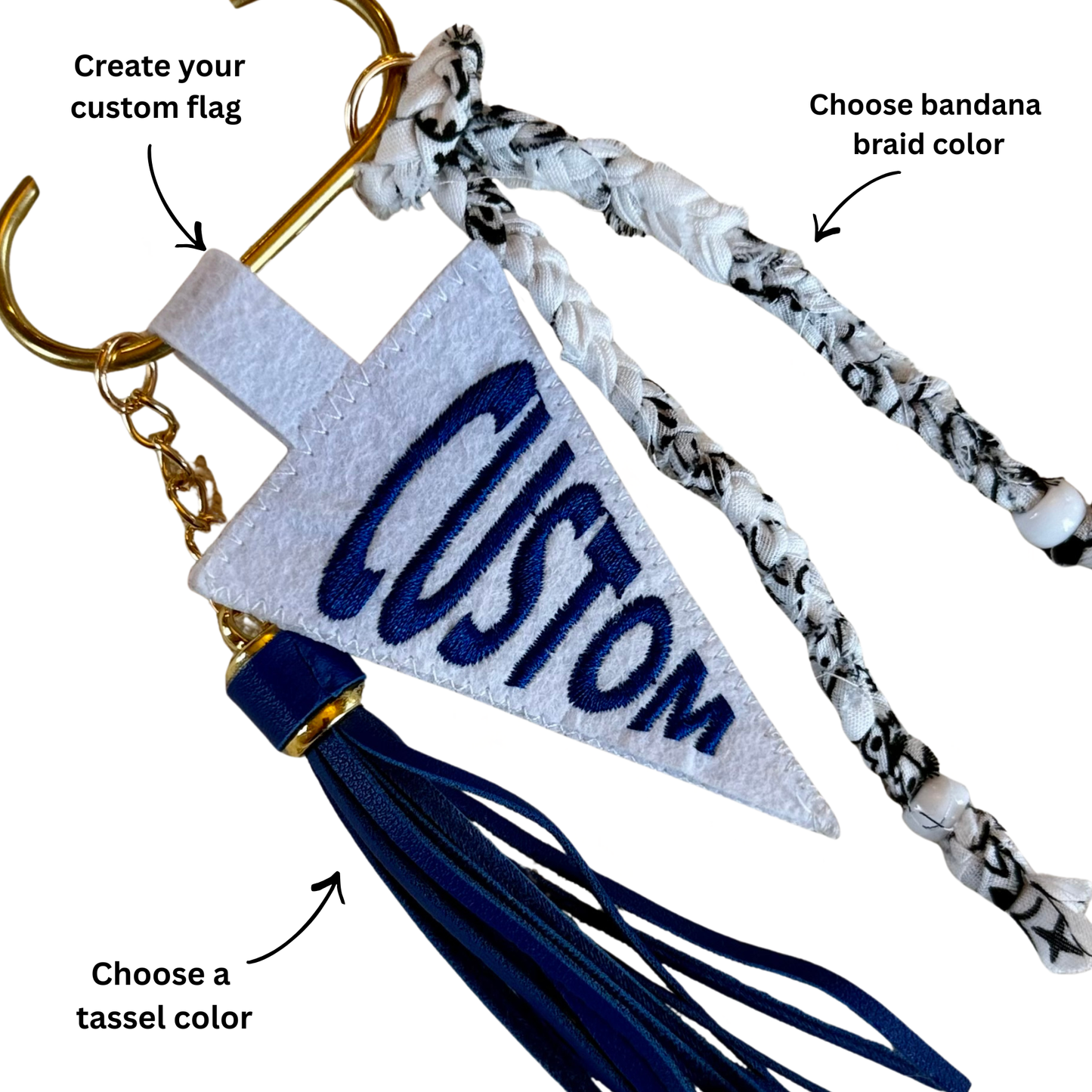 You Design It! Custom Embroidered Pennant Bag Charm