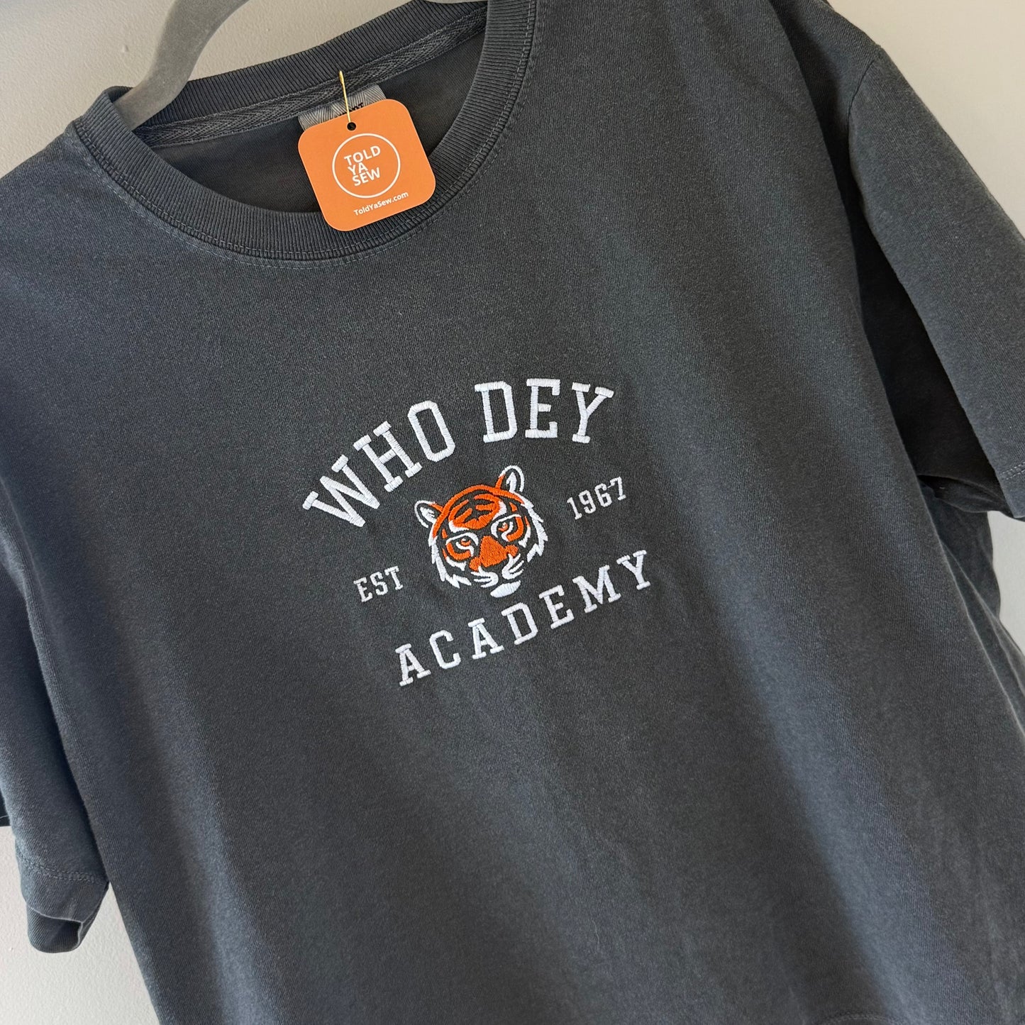 "Who Dey Academy" Cincinnati Bengals Football Embroidered Boxy Tee or Crewneck