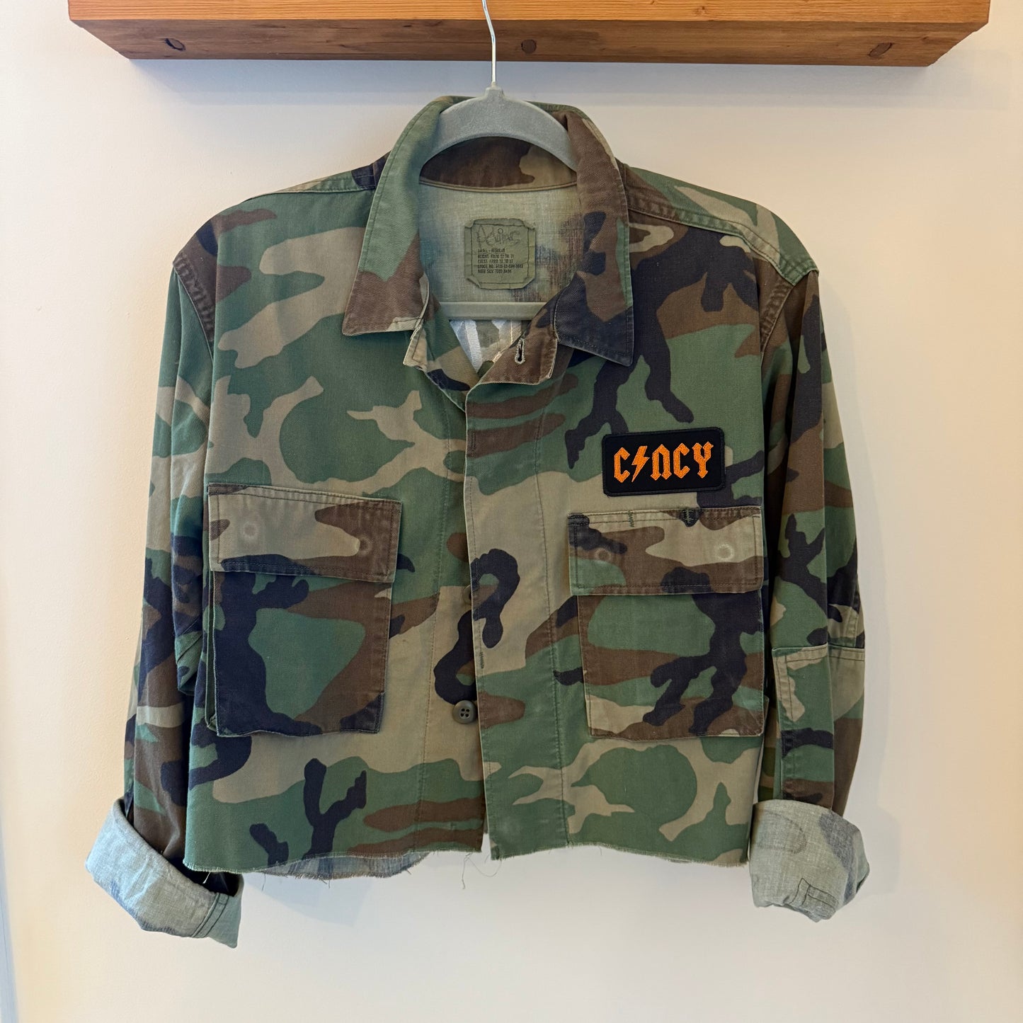 "Welcome to the Jungle" Upcycled Army Camo Cropped Jackets