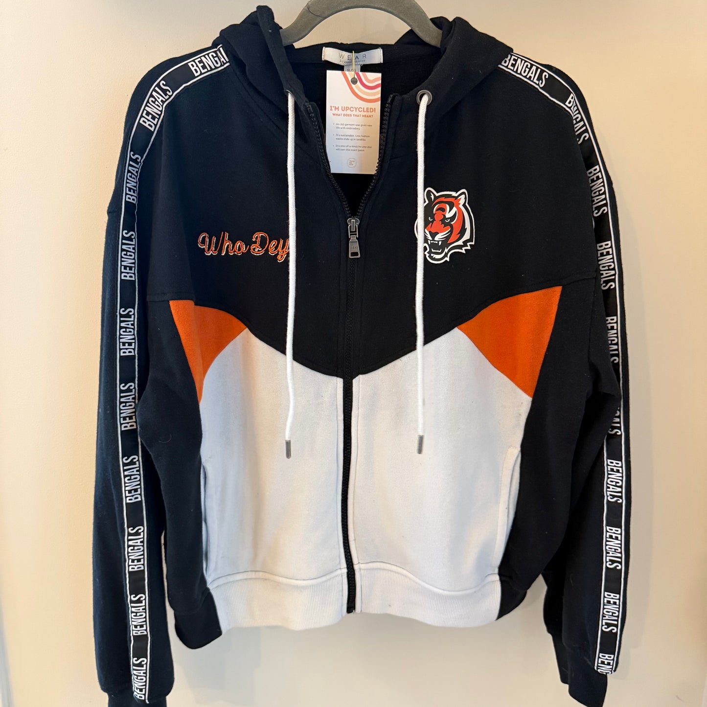 Cincinnati Bengals Upcycled Zip-Up Hoodie