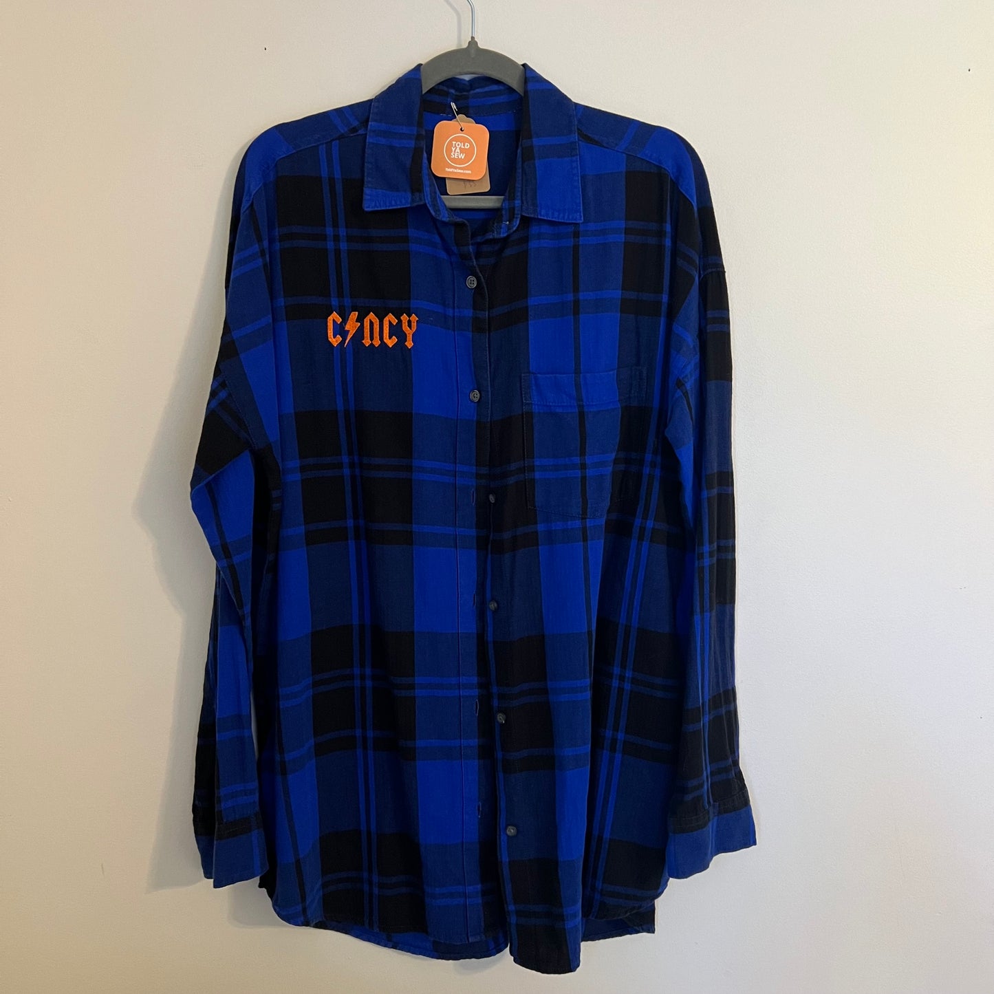 Cincy FCC Futbol Upcycled Embroidered Women's Plaid Shirt