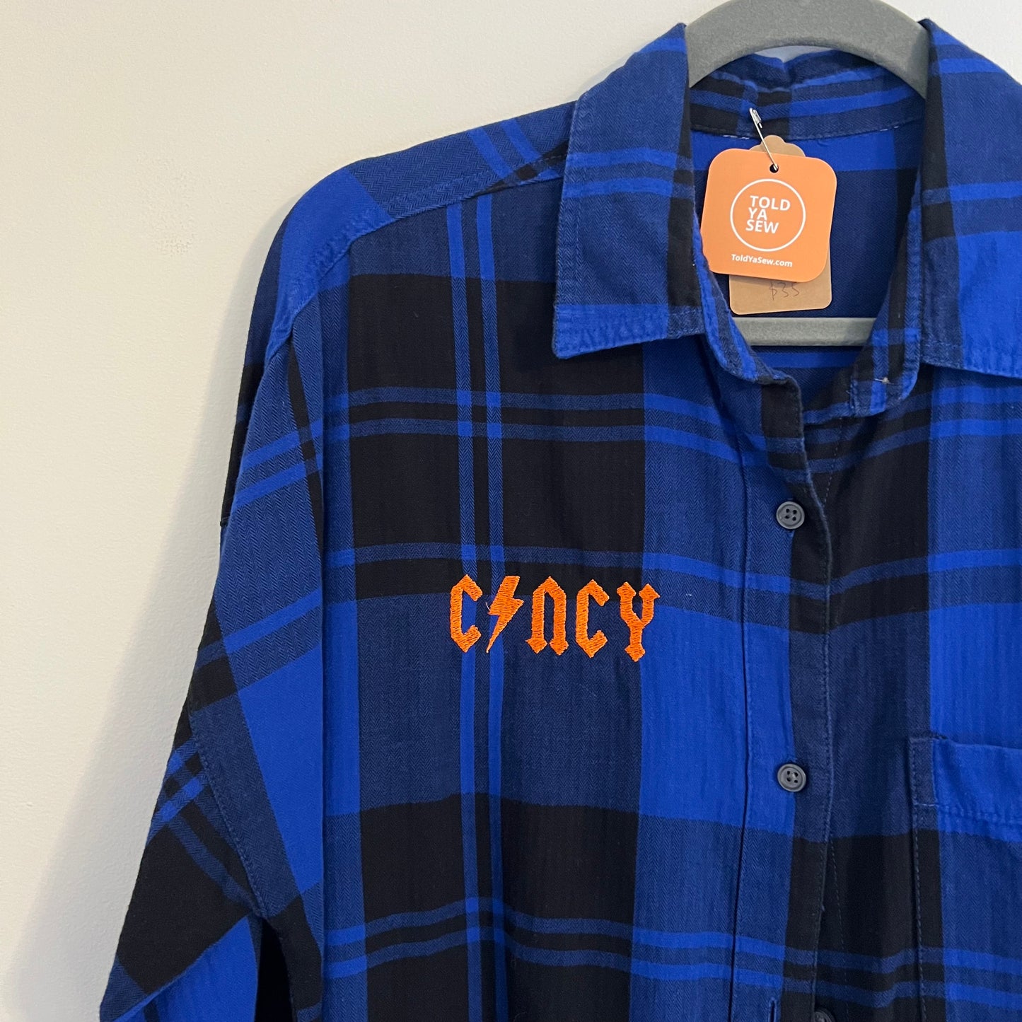 Cincy FCC Futbol Upcycled Embroidered Women's Plaid Shirt