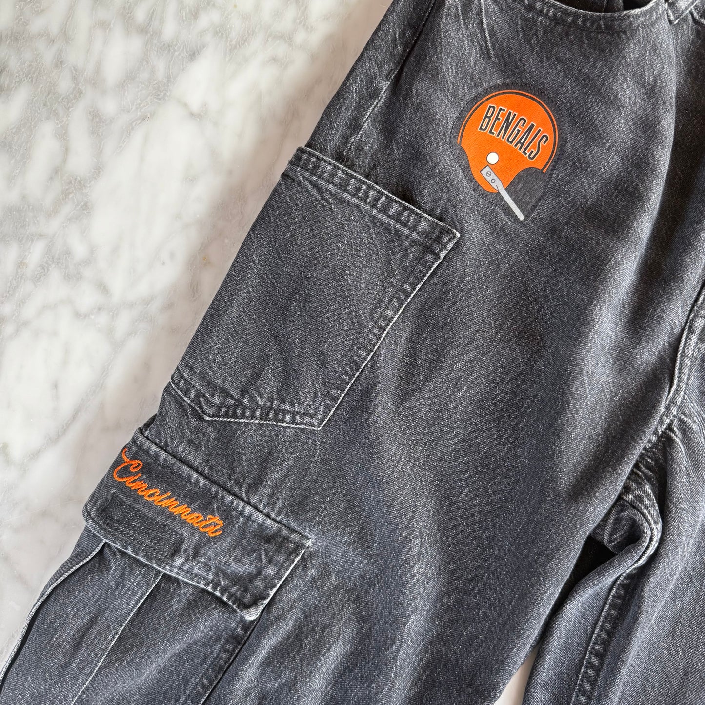 Cincinnati Bengals Upcycled Women's Cargo Jeans - Size 10