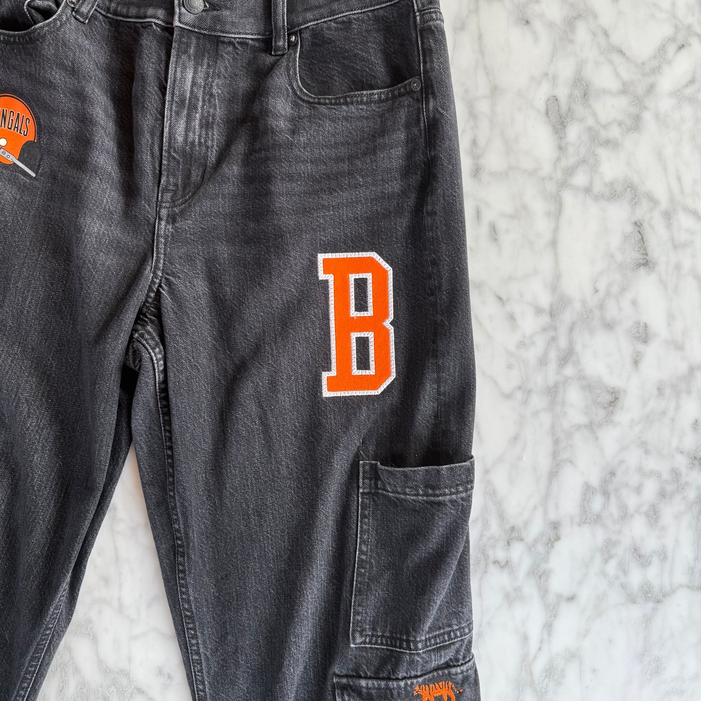 Cincinnati Bengals Upcycled Women's Cargo Jeans - Size 10