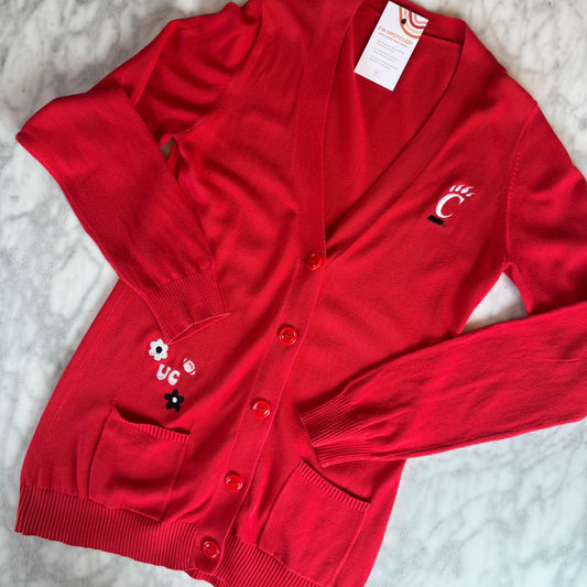 University of Cincinnati Embroidered Upcycled Cardigan Button-Up Sweater