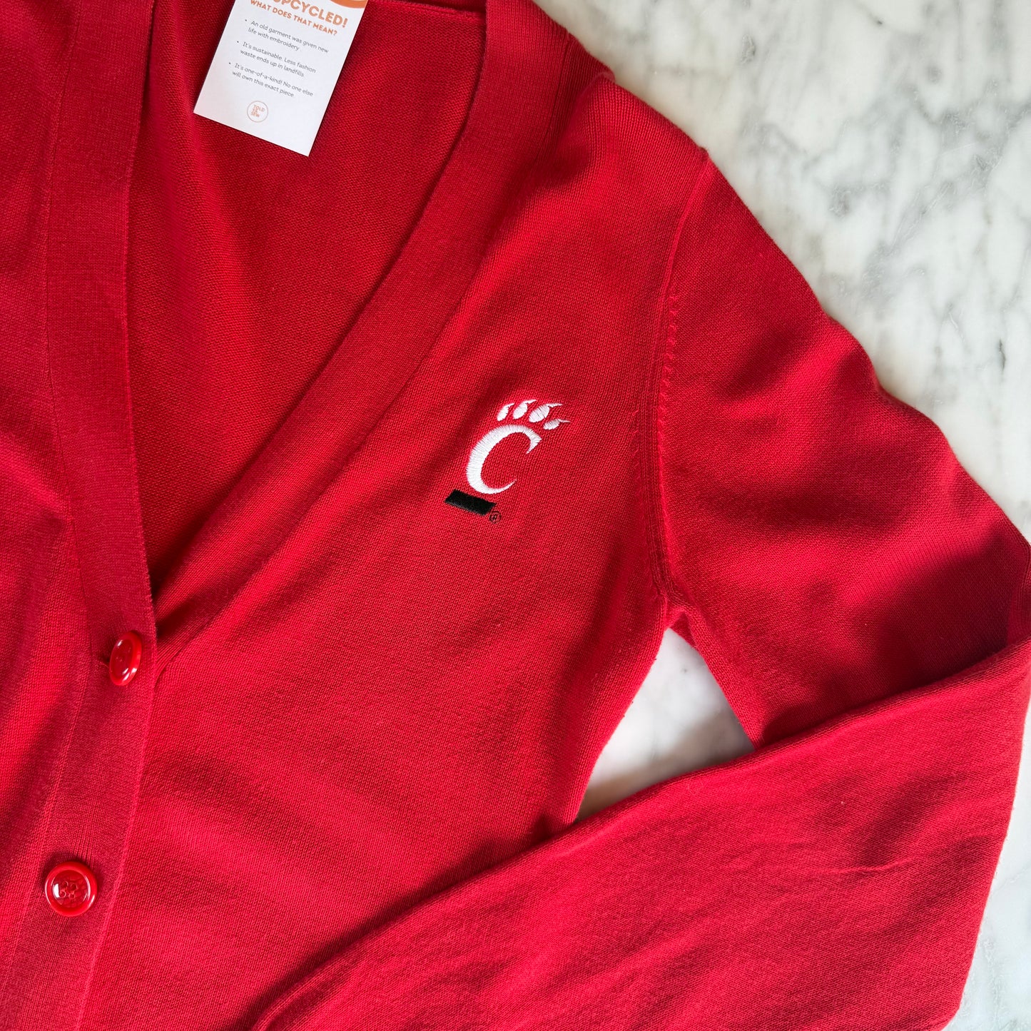 University of Cincinnati Embroidered Upcycled Cardigan Button-Up Sweater