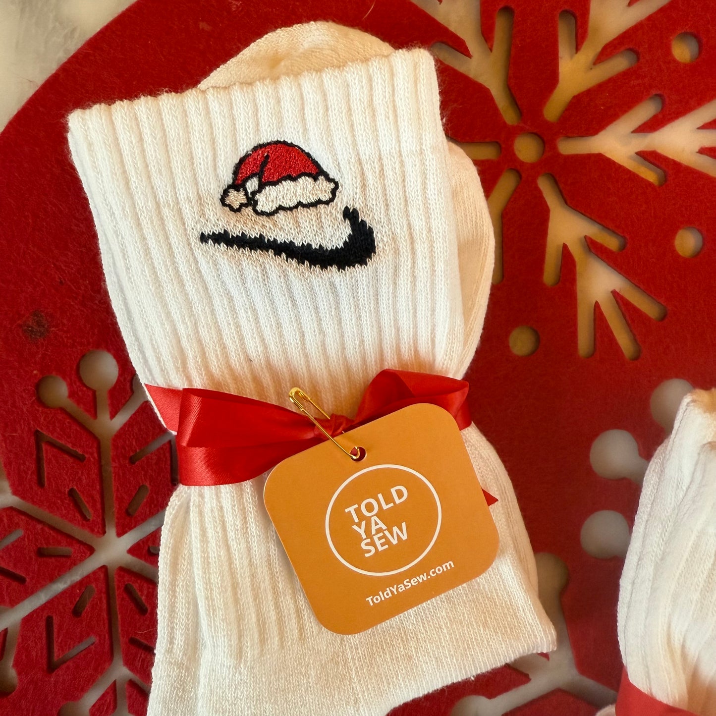 Embroidered Christmas Nike Crew Socks - Santa Hat and Rudolph Reindeer