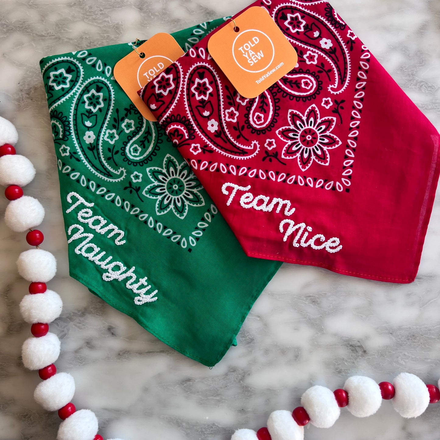 Holiday Chainstitch Embroidered Bandanas