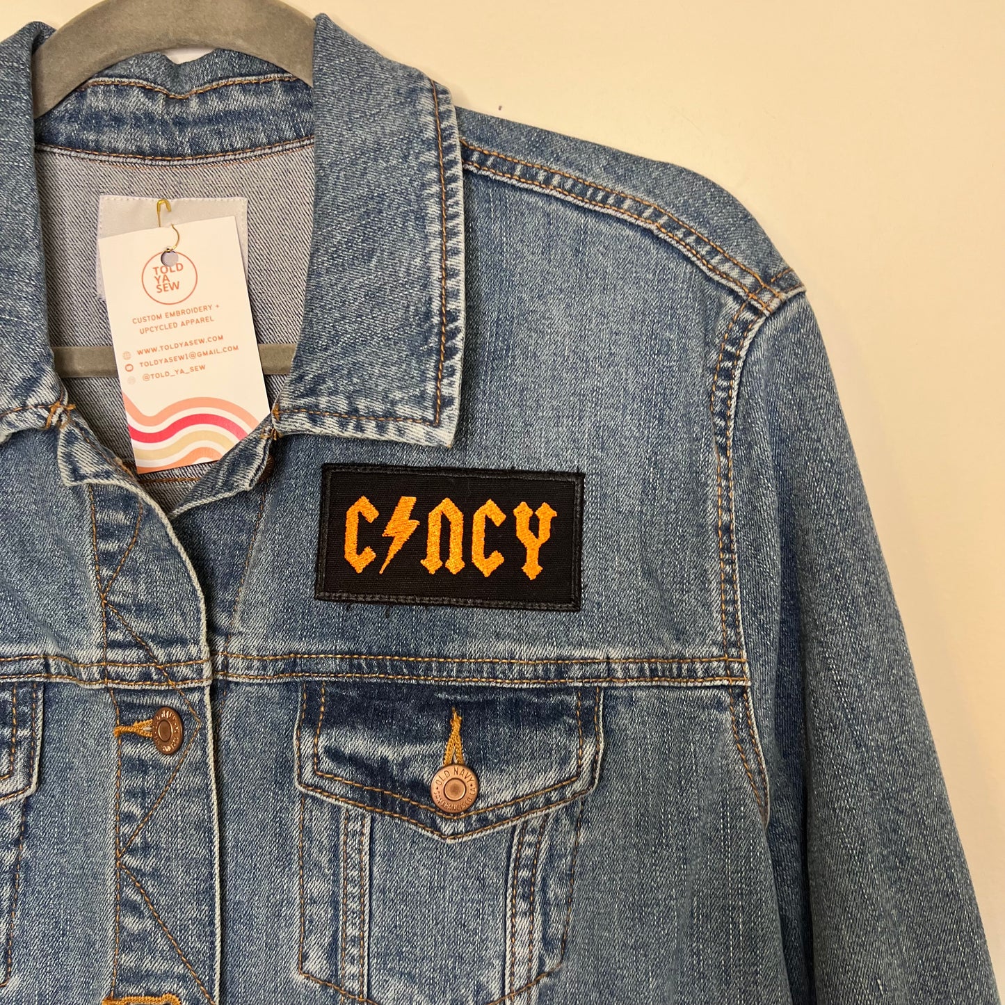 Cincy Bengals Embroidered Women's Upcycled Denim Jacket