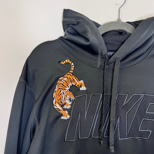 Embroidered Tiger Upcycled Nike Hoodie Sweatshirt