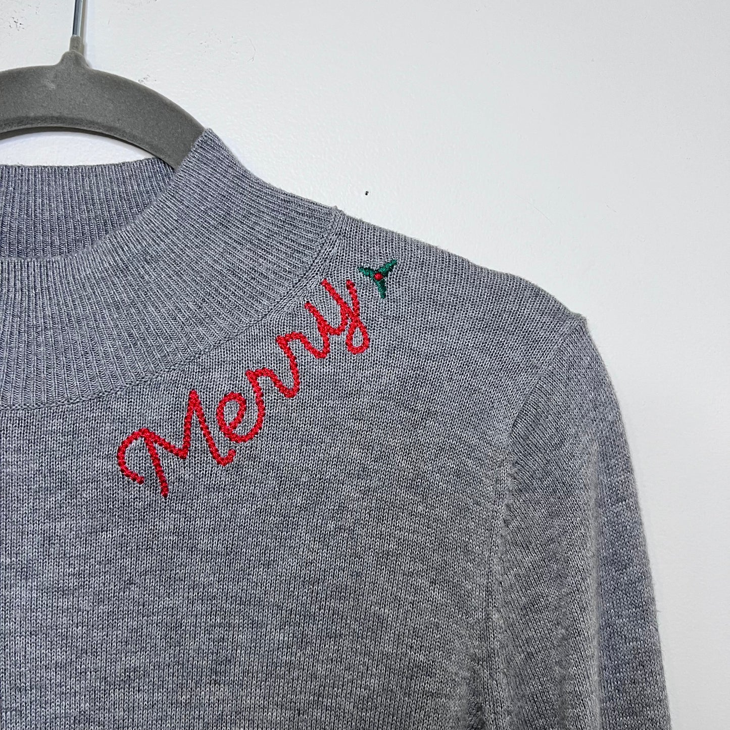 "Merry" Upcycled Mockneck Gray Sweater