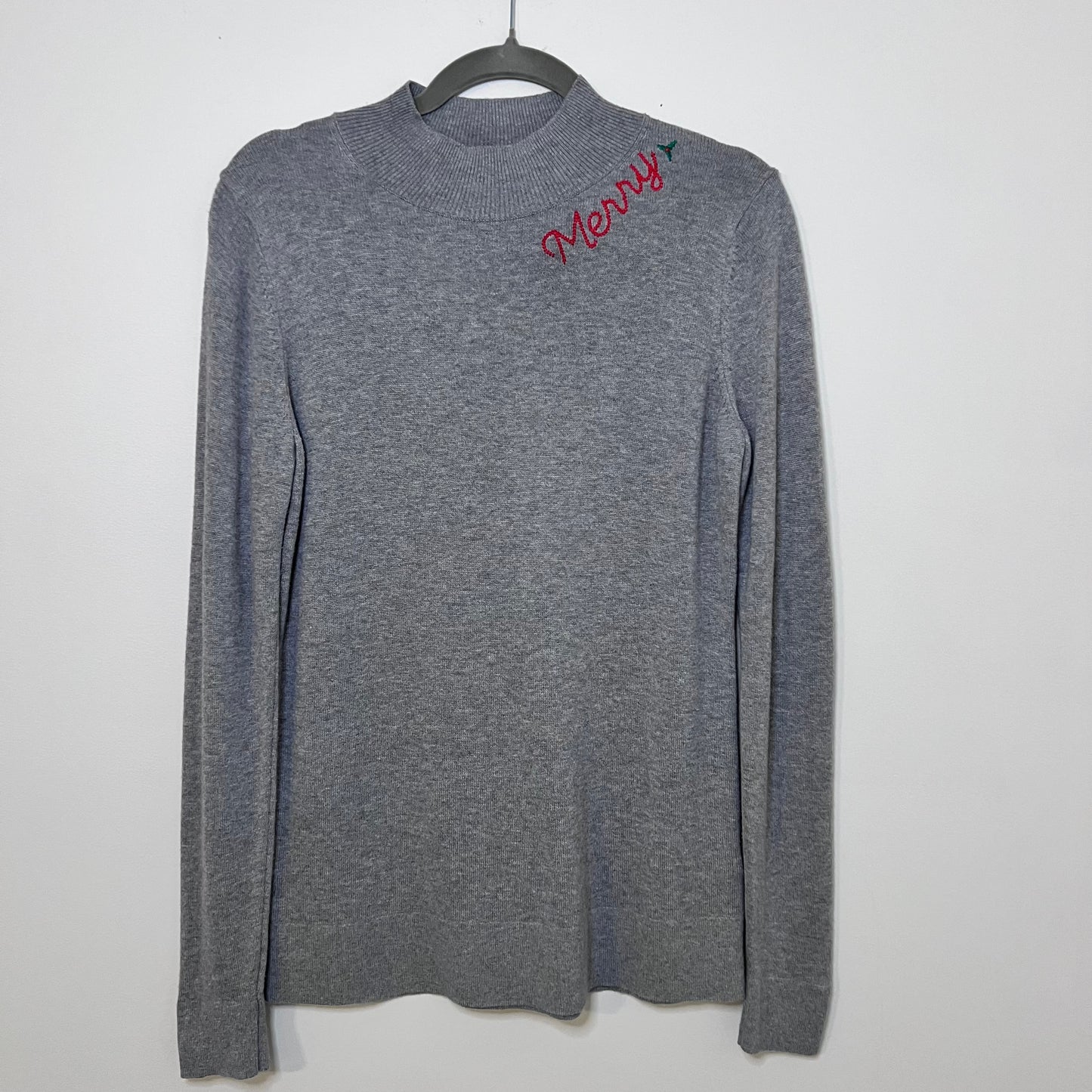 "Merry" Upcycled Mockneck Gray Sweater