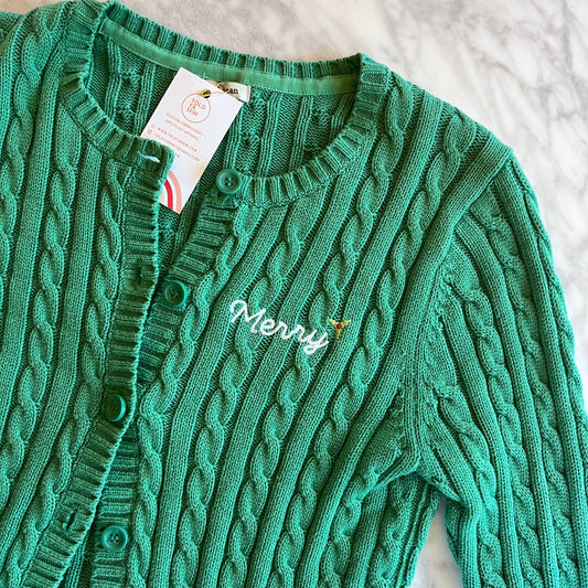 "Merry" Upcycled Button-Up Green Cardigan