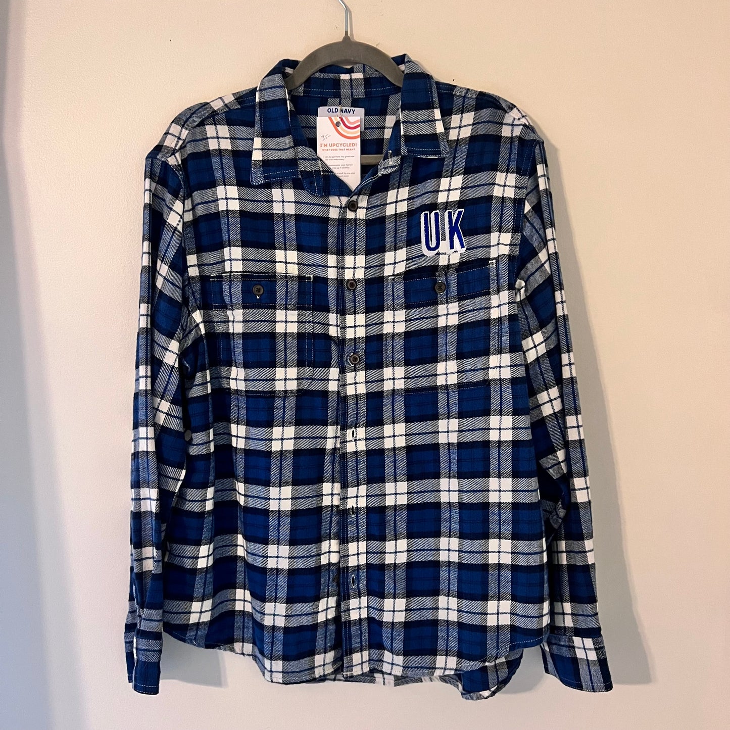 UK University of Kentucky Embroidered Upcycled Flannel