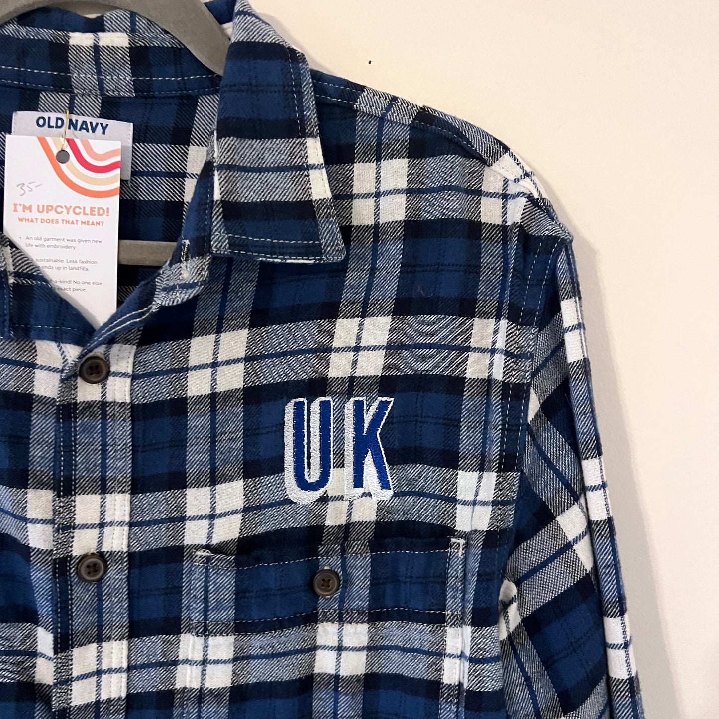 UK University of Kentucky Embroidered Upcycled Flannel