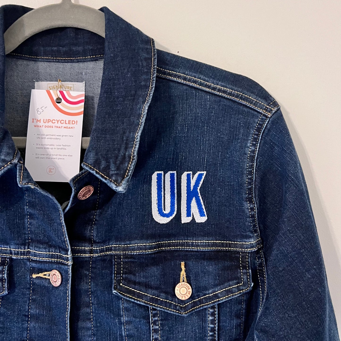 UK University of Kentucky Embroidered Upcycled Denim Jacket