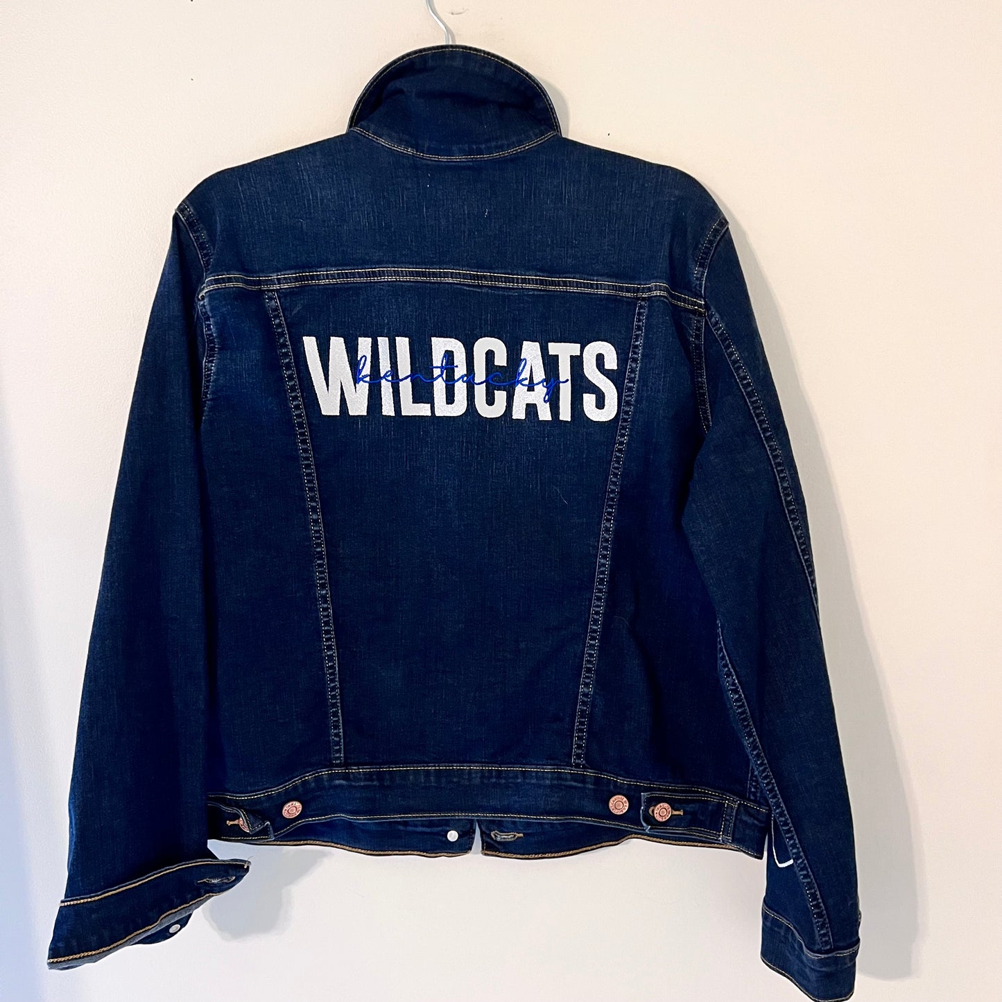 UK University of Kentucky Embroidered Upcycled Denim Jacket