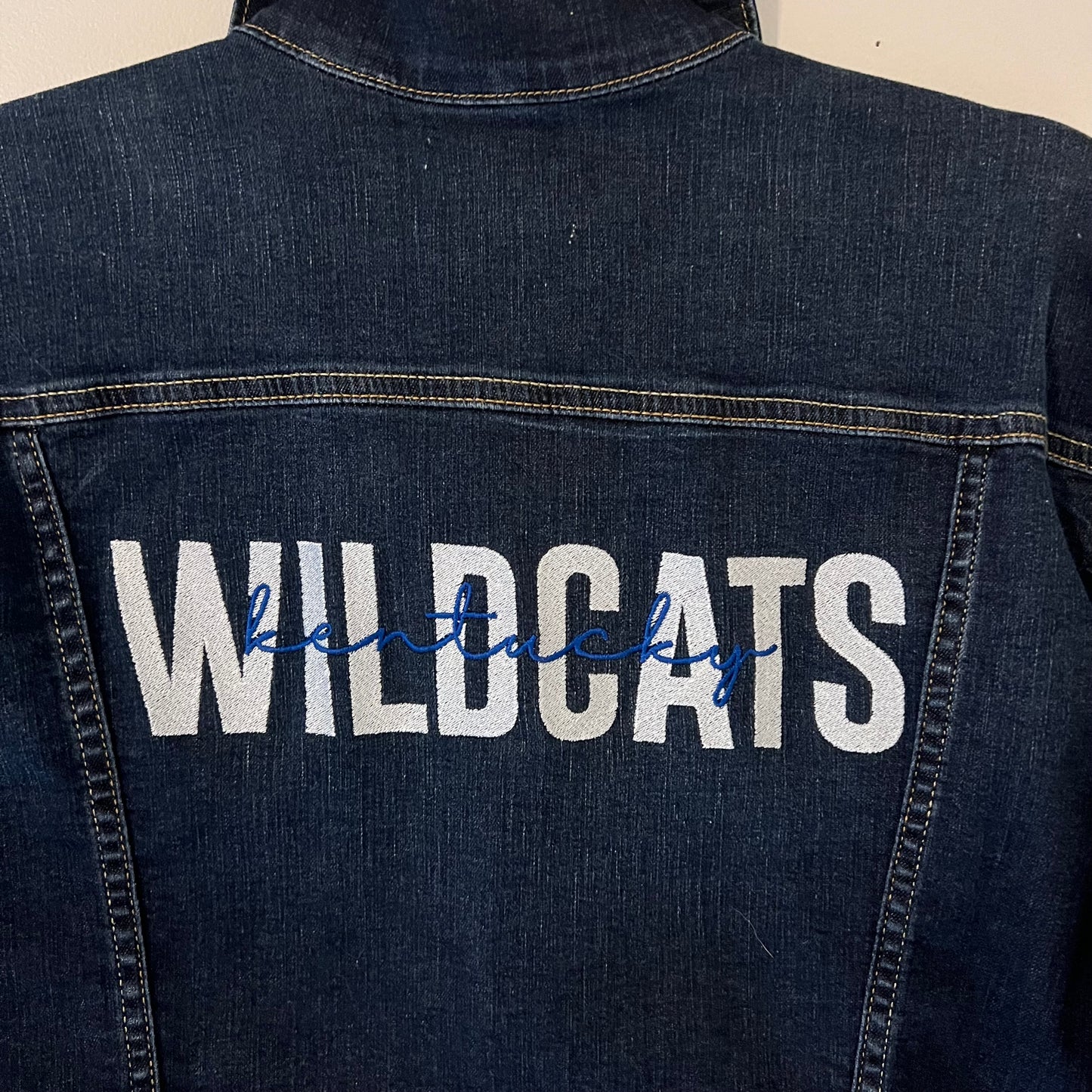 UK University of Kentucky Embroidered Upcycled Denim Jacket