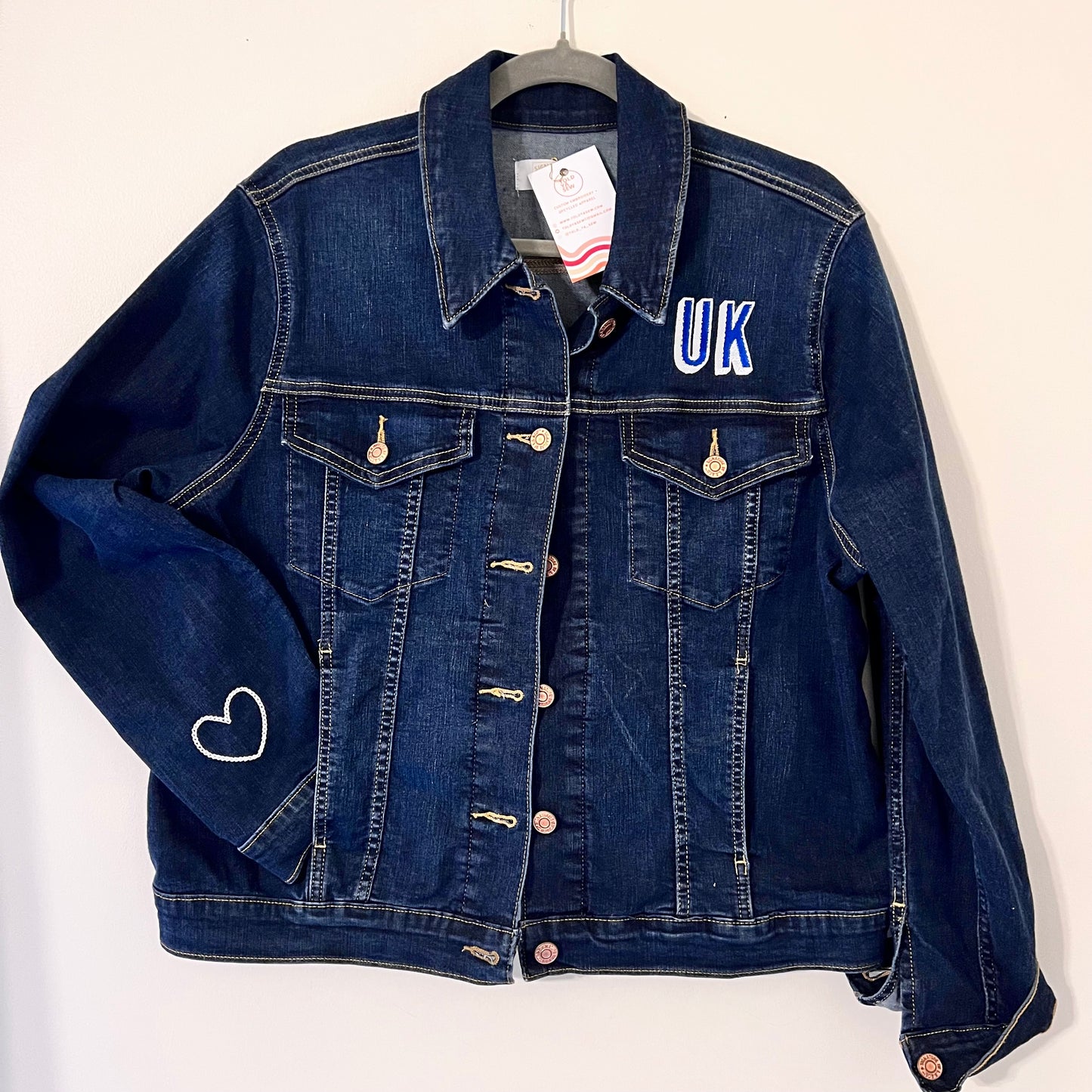 UK University of Kentucky Embroidered Upcycled Denim Jacket