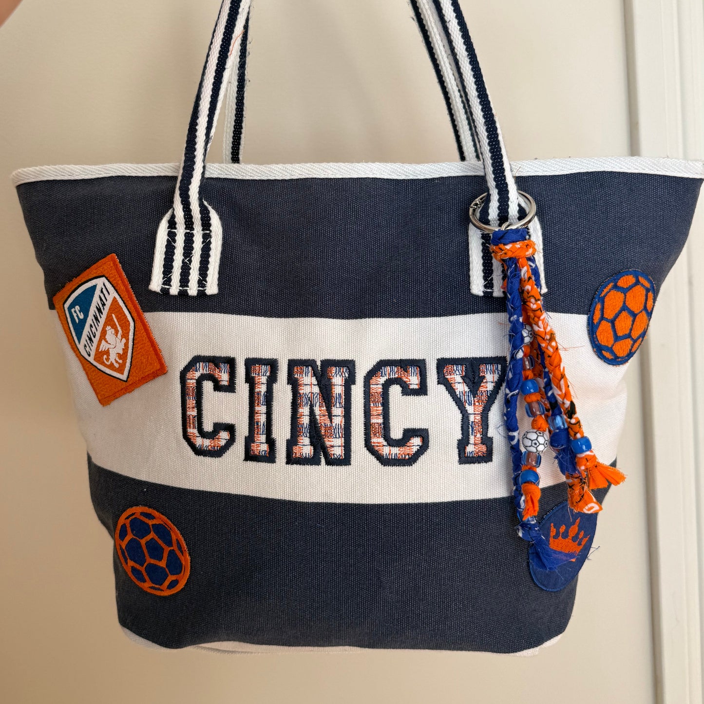 FC Cincy Soccer Upcycled Zipper Tote Bag