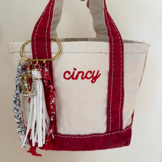 Cincy Baseball Embroidered Upcycled Vintage L.L. Bean 90s Mini Tote Bag