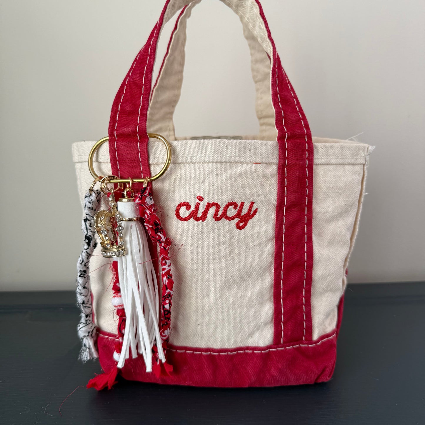 Cincy Baseball Embroidered Upcycled Vintage L.L. Bean 90s Mini Tote Bag
