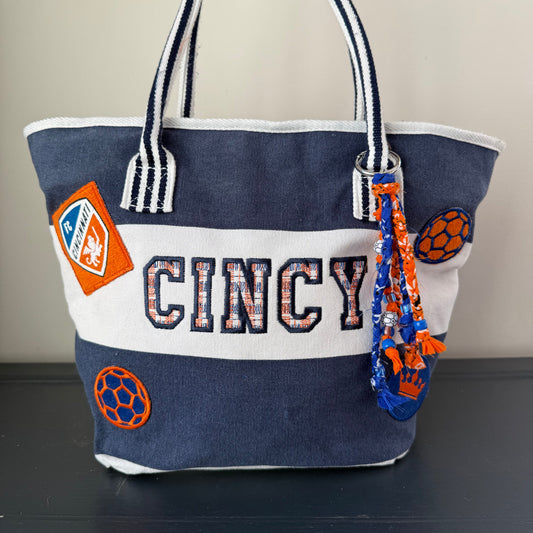 FC Cincy Soccer Upcycled Zipper Tote Bag