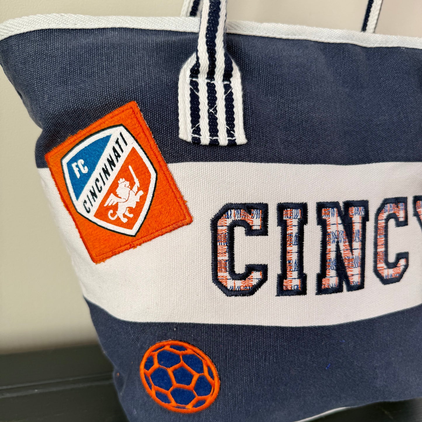 FC Cincy Soccer Upcycled Zipper Tote Bag