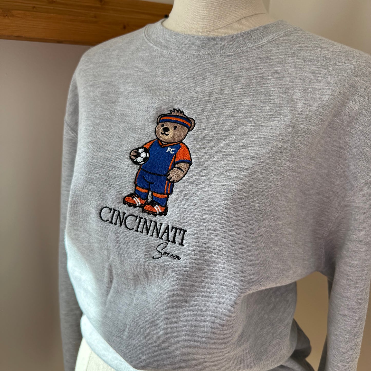 FC Cincinnati Soccer Teddy Bear Embroidered Crewneck