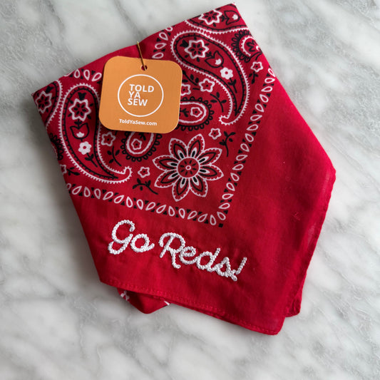 Go Reds! Embroidered Bandana