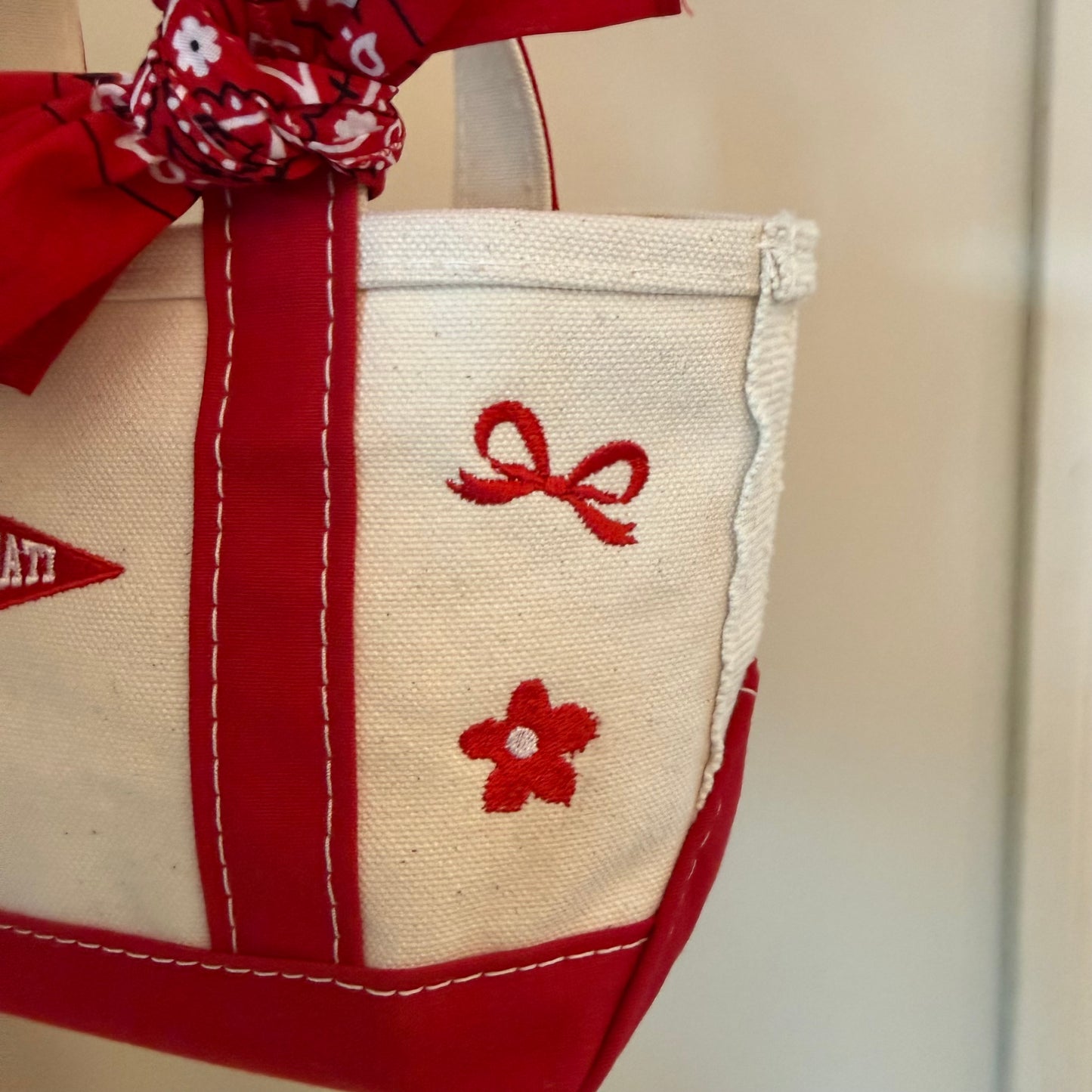 Cincinnati Baseball Embroidered Upcycled L.L. Bean Mini Boat and Tote