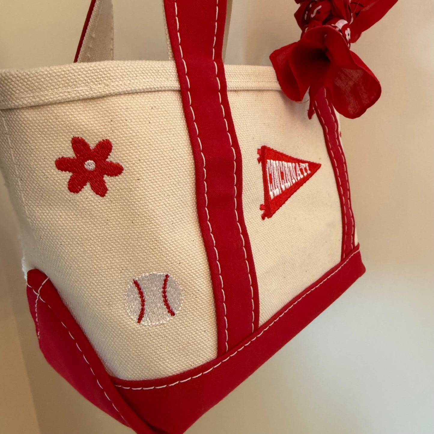 Cincinnati Baseball Embroidered Upcycled L.L. Bean Mini Boat and Tote