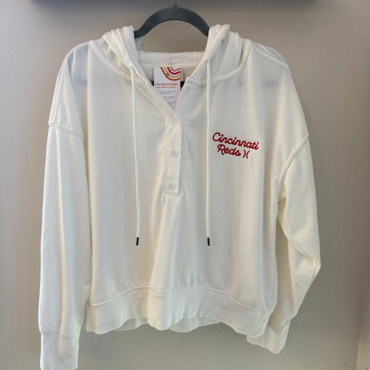Cincinnati Baseball Embroidered Upcycled Henley Hoodie