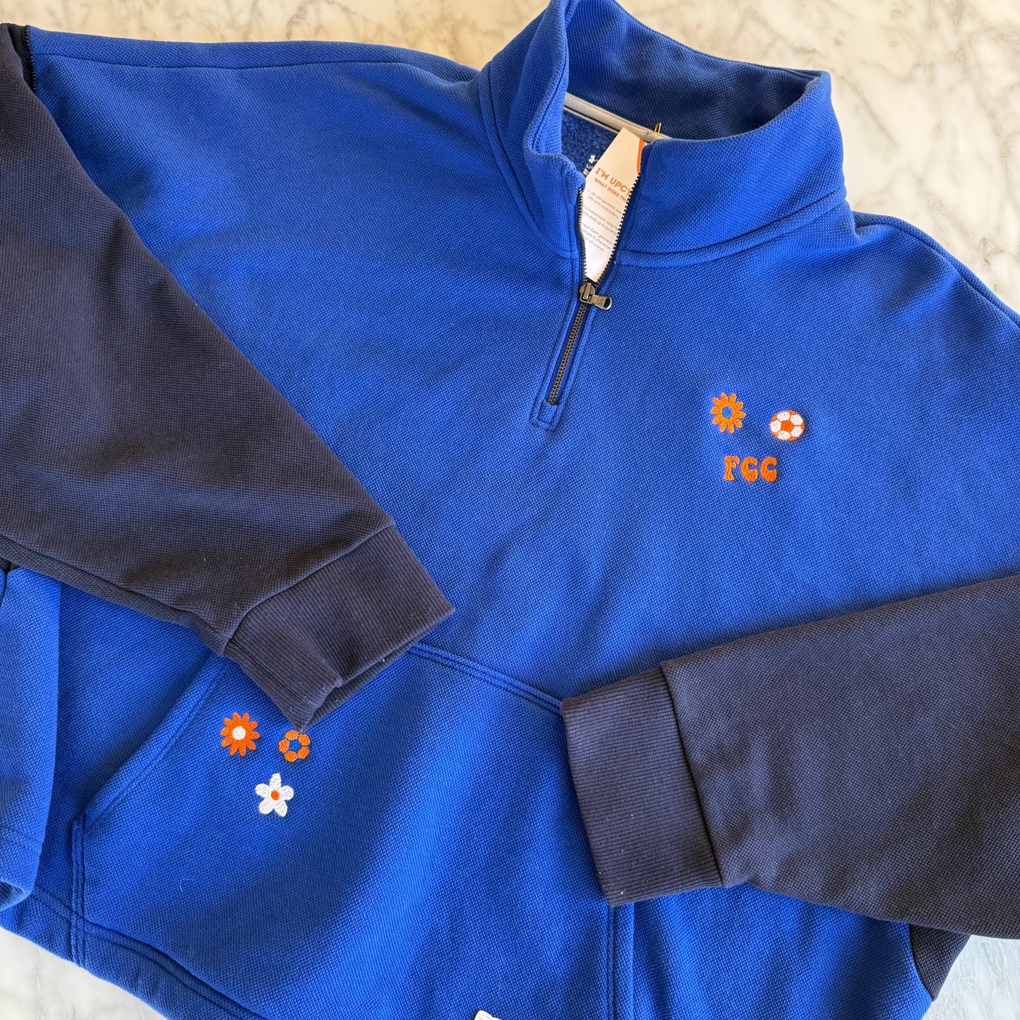 FC Cincy Soccer Embroidered Upcycled Half-Zip Pullover