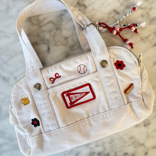Cincinnati Baseball Embroidered Upcycled Vintage Y2K Bowler Bag