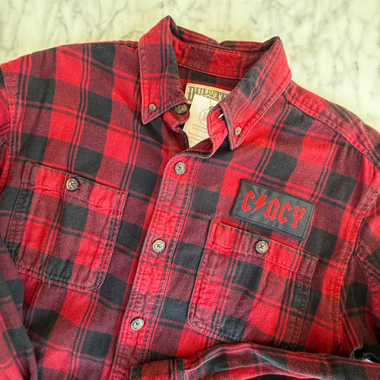 Cincy Embroidered Patch Upcycled Flannel Shirt