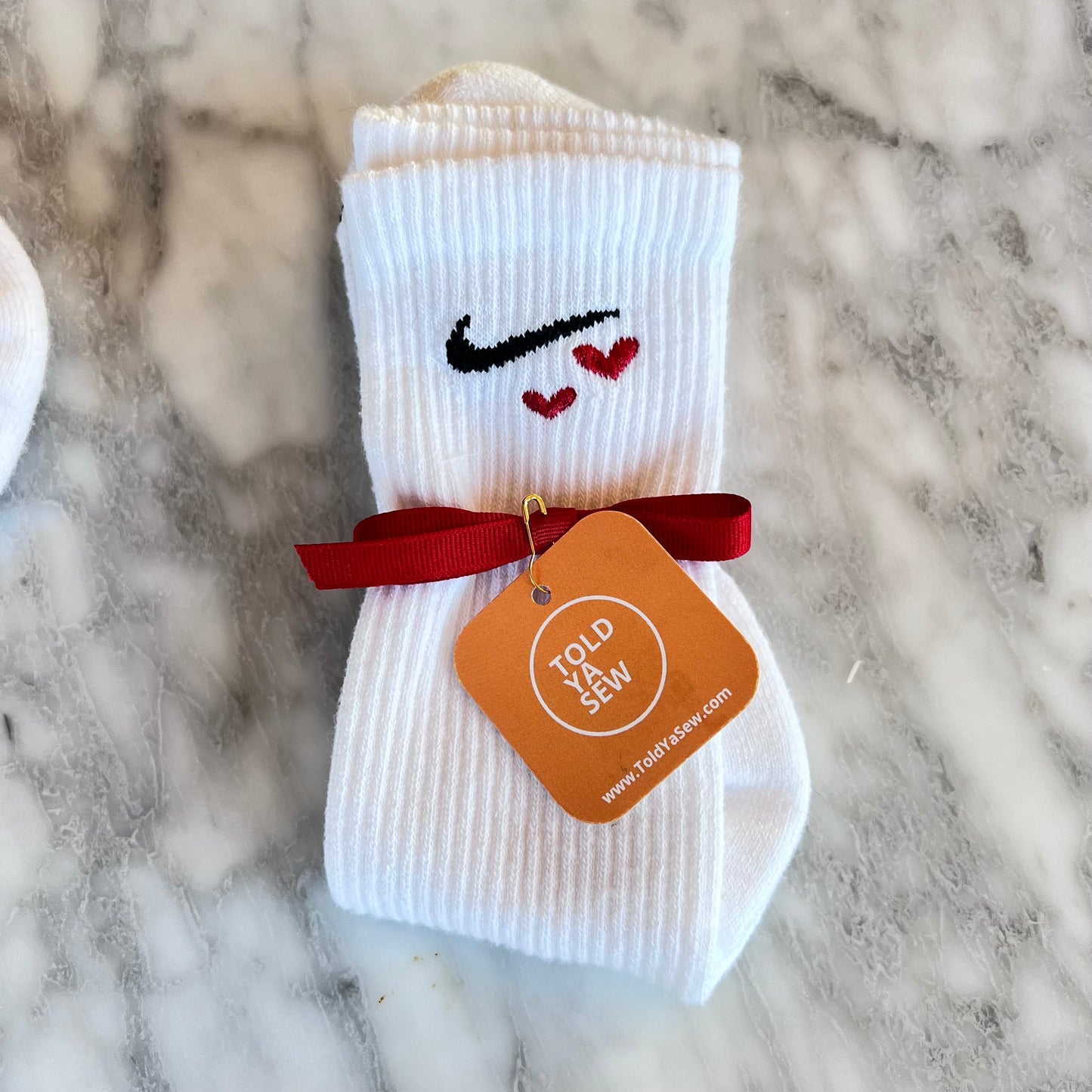 Embroidered Hearts Nike Crew Socks - Choose the Color!